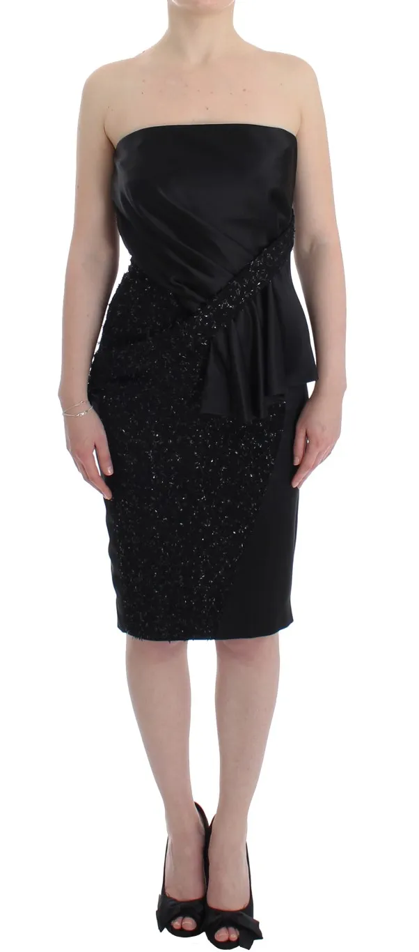 Masha Ma Women's Elegant Strapless Black Dress