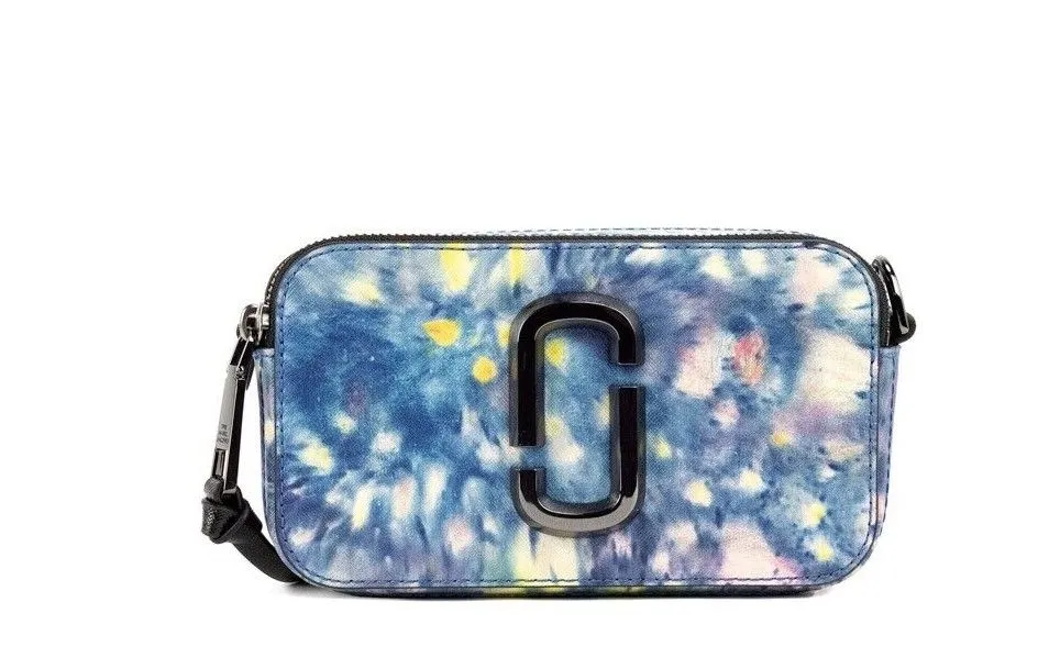 Marc Jacobs Women's The Snapshot bag Watercolor Blue Printed Leather Shoulder Bag Purse