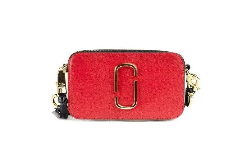 Marc Jacobs Women's The Snapshot Bag Americana Saffiano Leather Red Shoulder Purse