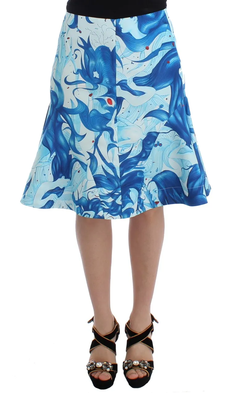 Koonhor Women's Elegant Fresco-Print Knee-Length Skirt