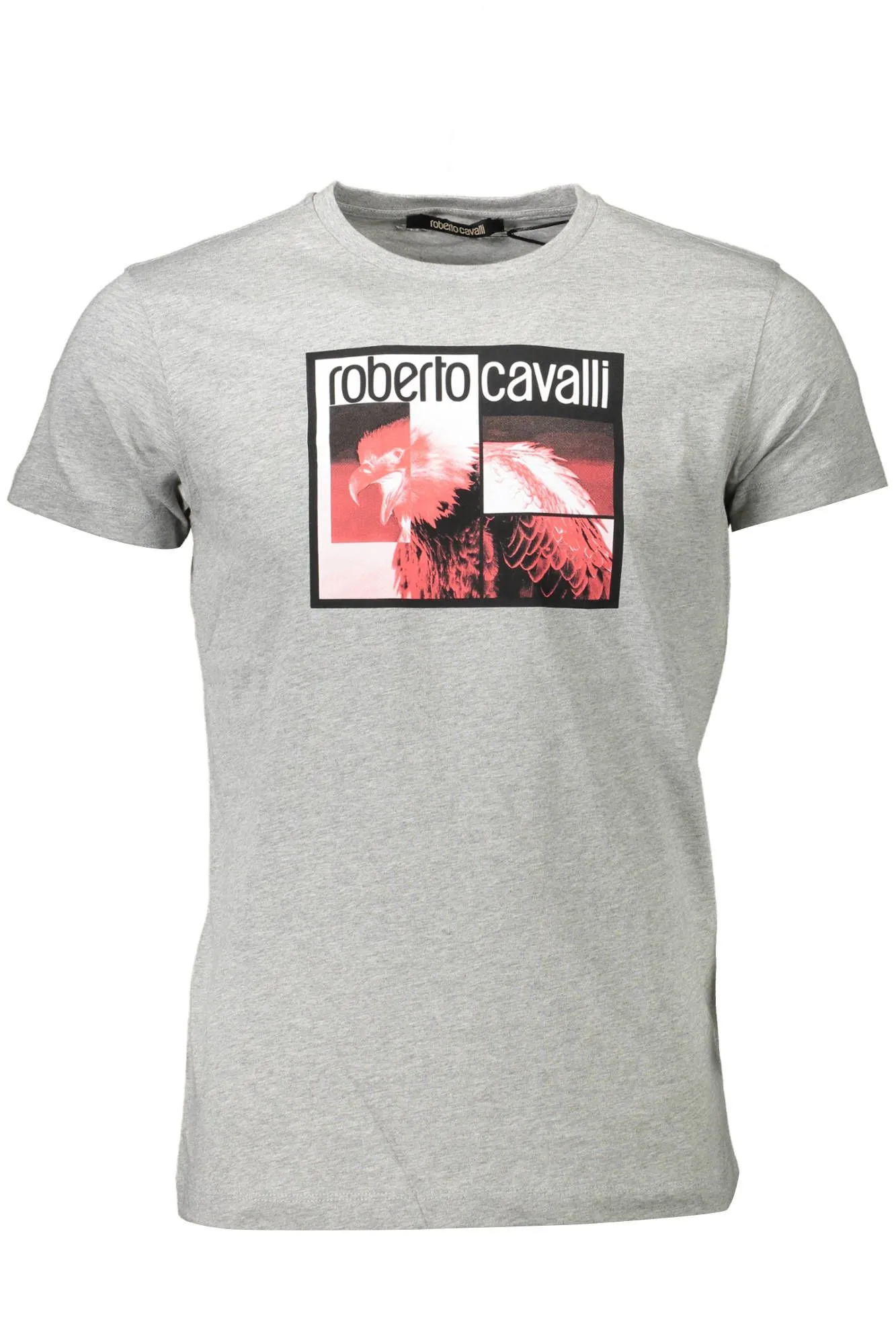 Roberto Cavalli Gray Cotton Men T-Shirt
