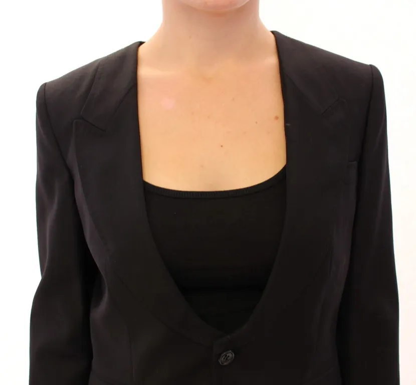 Dolce & Gabbana Women's Elegant Silk-Blend Black Blazer with Scarf Back Detail