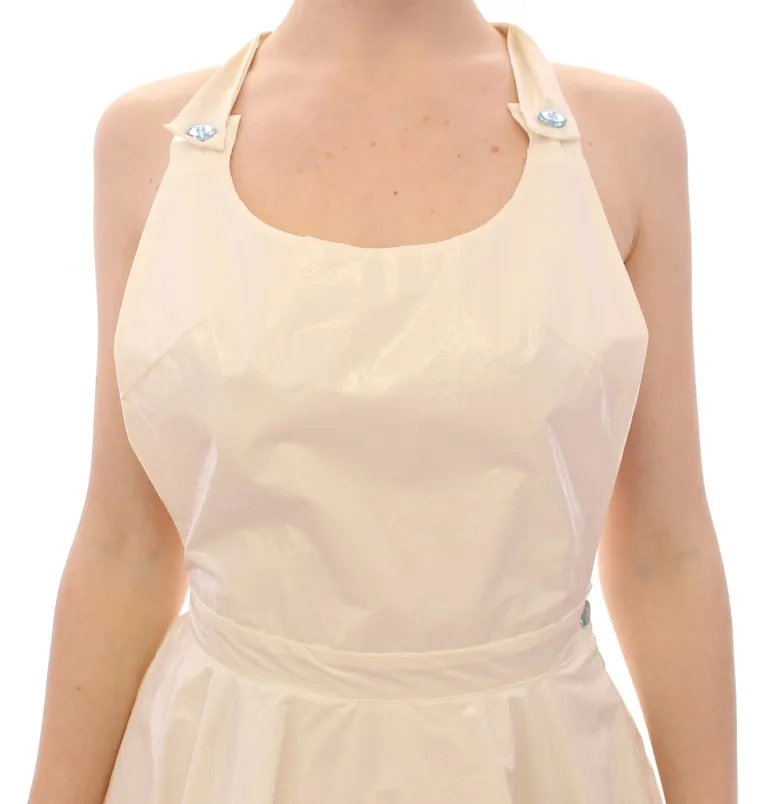 Licia Florio Women's Elegant White Tea Halterneck Dress