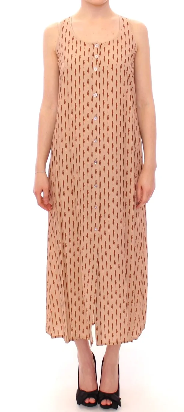 Licia Florio Women's Elegant Pink Full-Length Dress with Chic Detailing