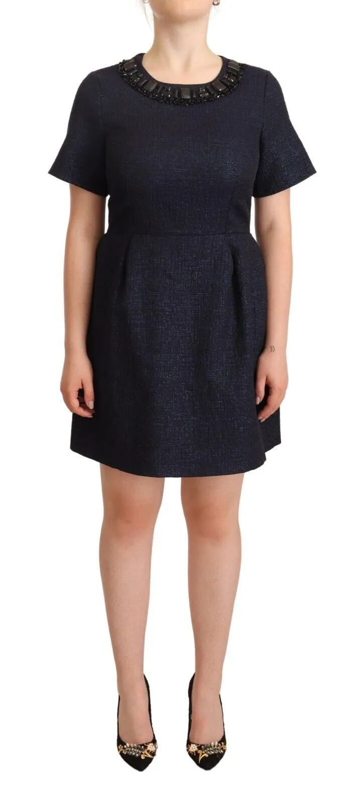 L'Autre Chose Women's Elegant A-Line Embellished Mini Dress