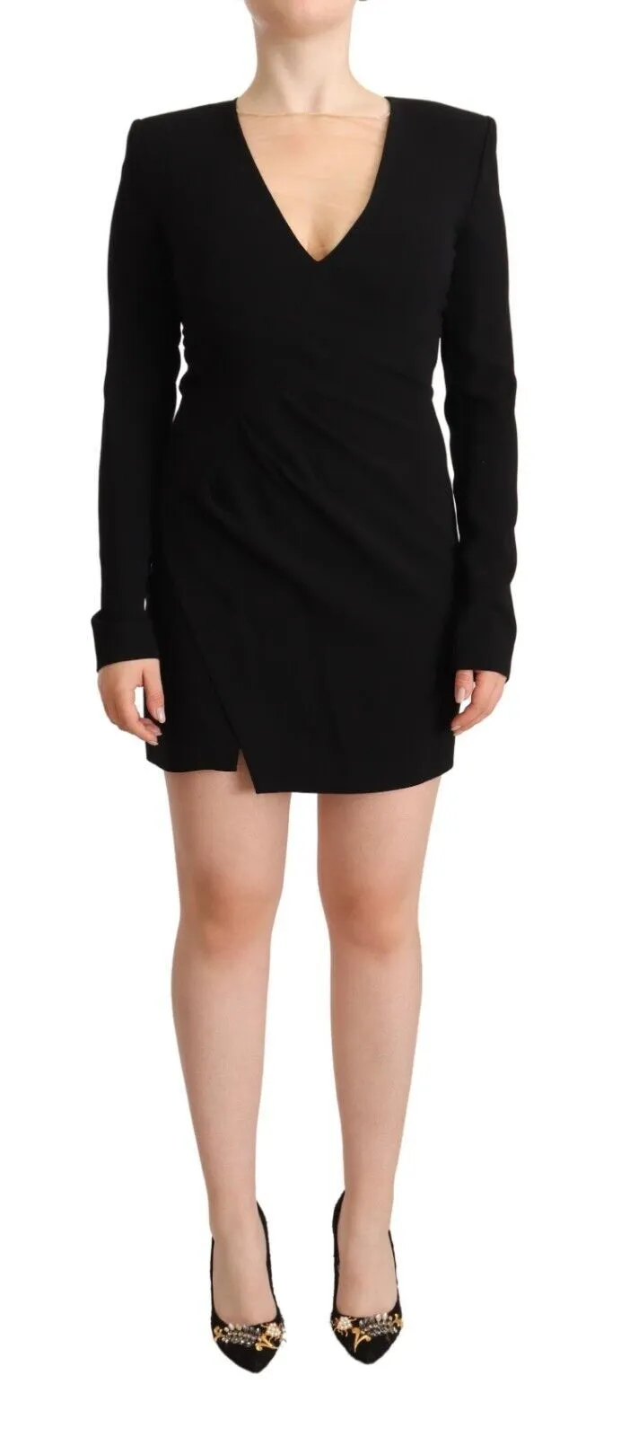 Dsquared² Women's Elegant Black V-Neck Mini Dress