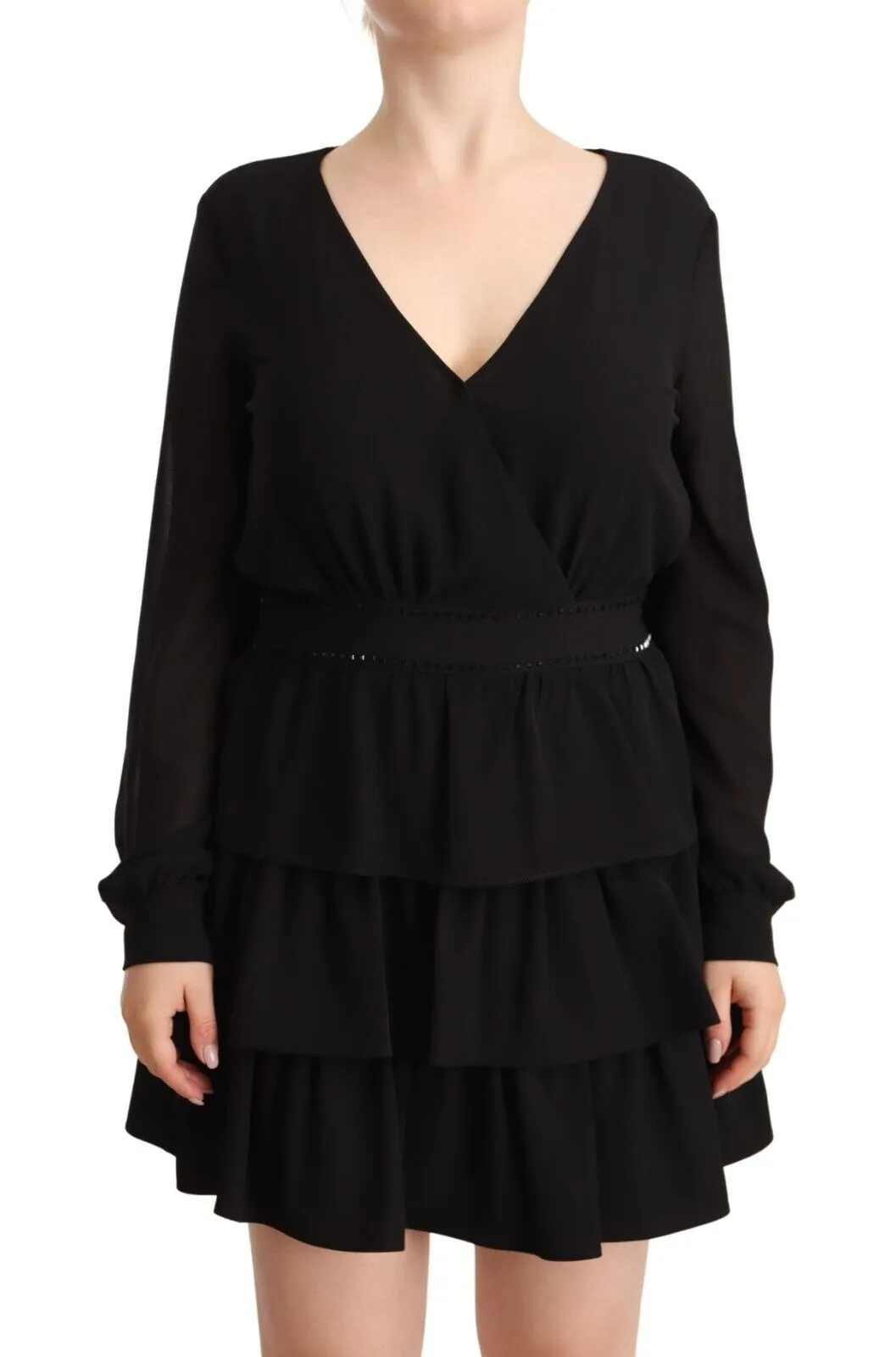 Liu Jo Women's Elegant Black A-Line Mini Dress with Long Sleeves