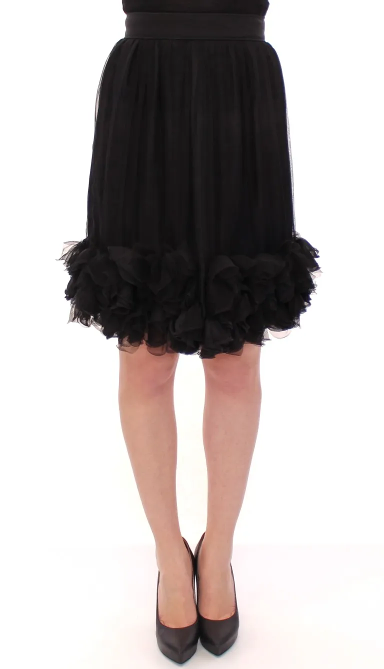 Dolce & Gabbana Women's Elegant Silk Black Skirt for Evenings