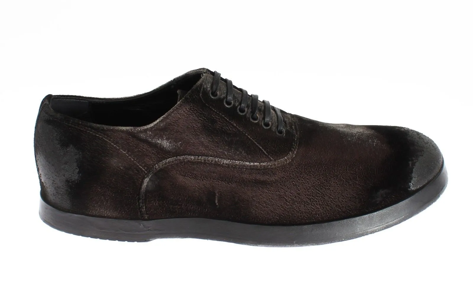 Dolce & Gabbana Men's Elegant Brown Velvet Vintage Lace-Up Shoes