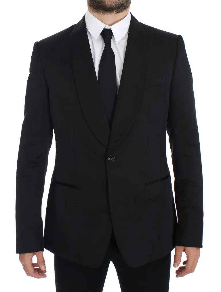 Dolce & Gabbana Men's Exclusive Black Silk One Button Blazer