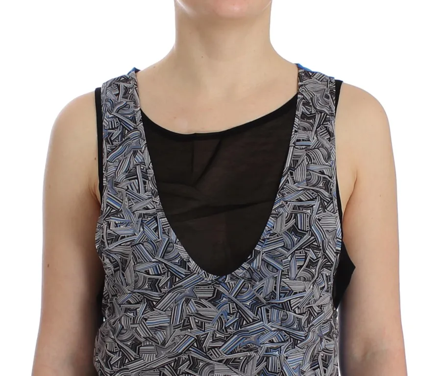 Costume National Women's Elegant Sleeveless Top in Black and Blue