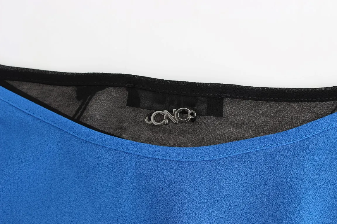 Costume National Women's Elegant Sleeveless Top in Black and Blue