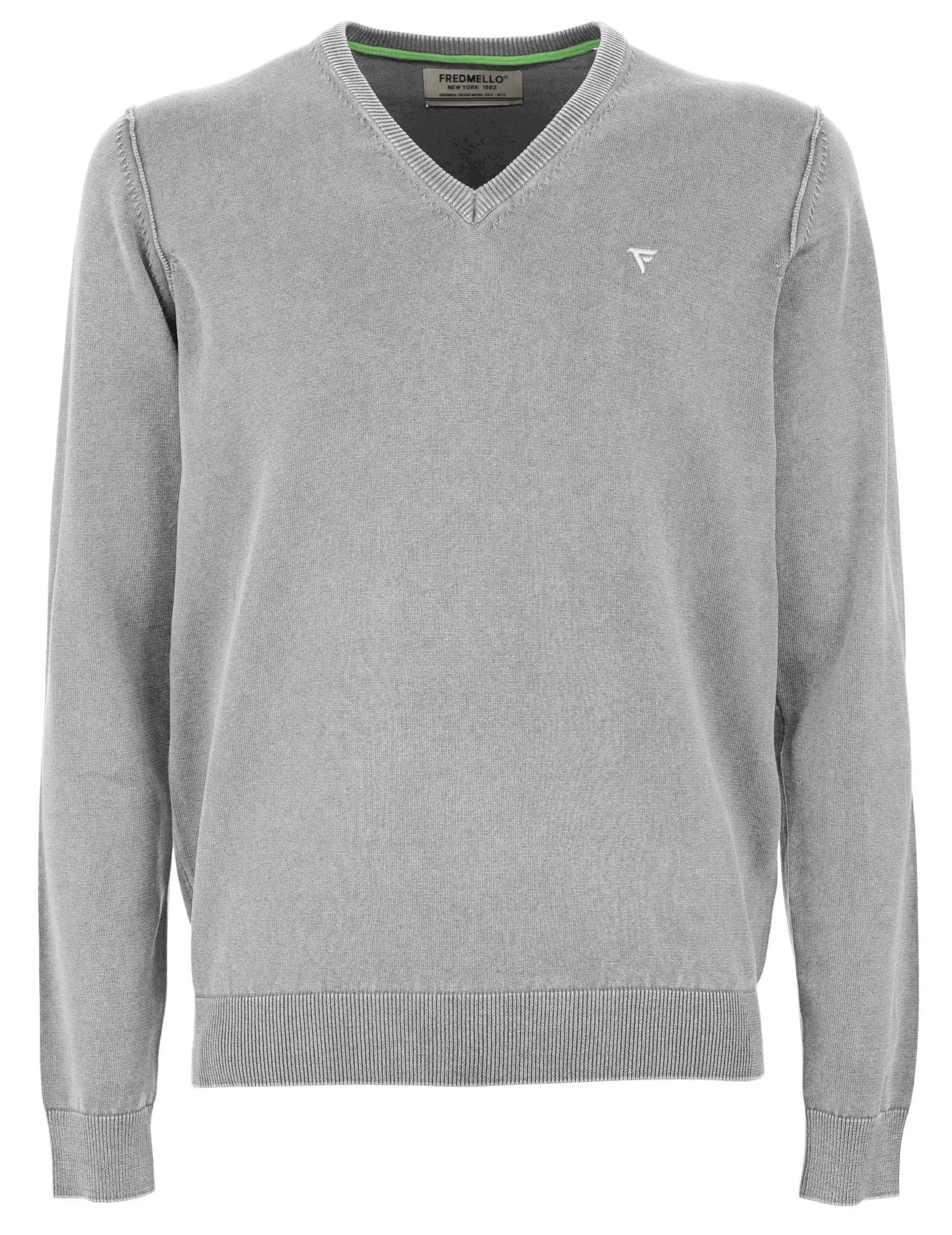 Fred Mello Gray Cotton Men Sweater