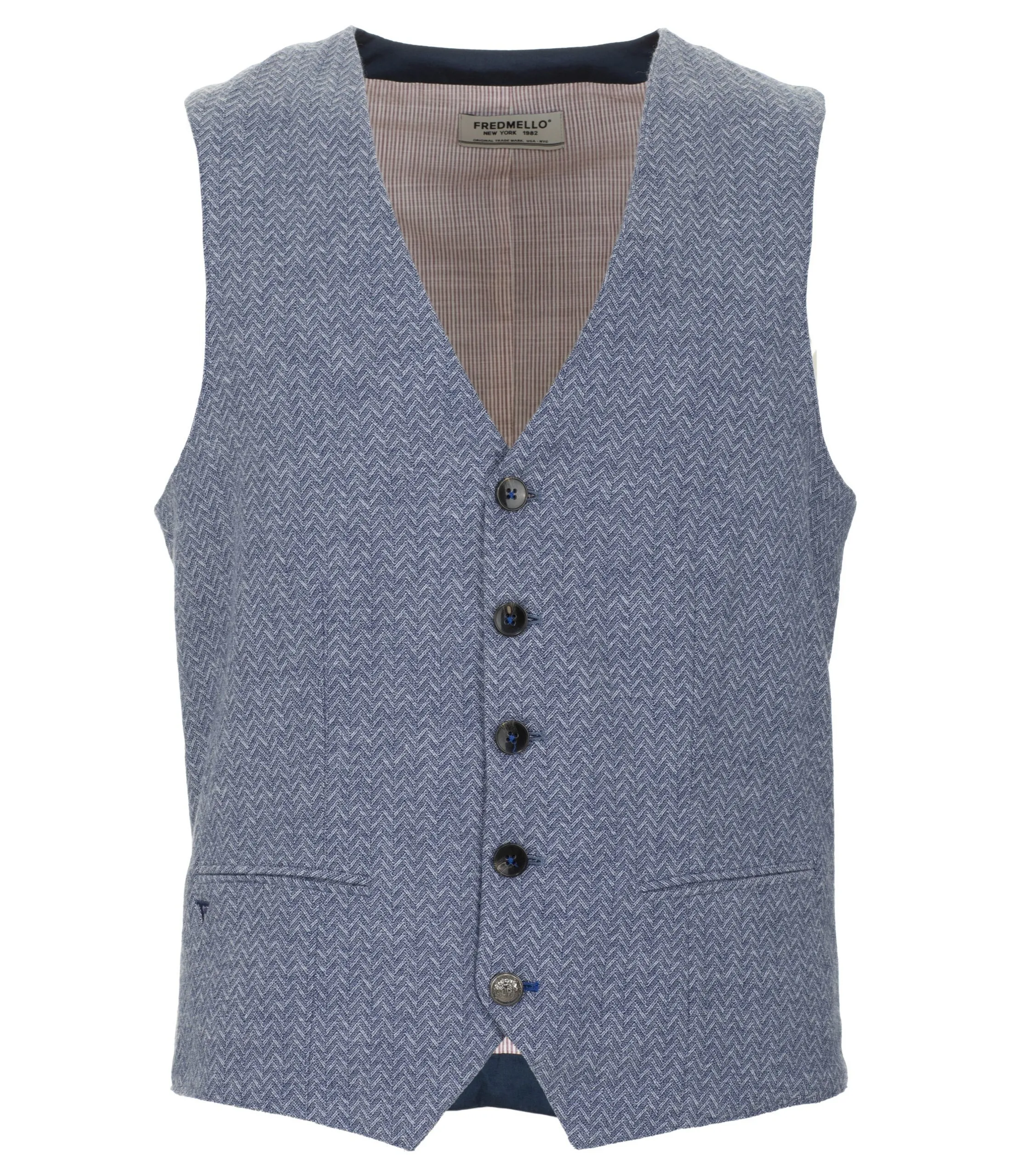 Fred Mello Men's Abstract Motif Cotton Vest in Blue