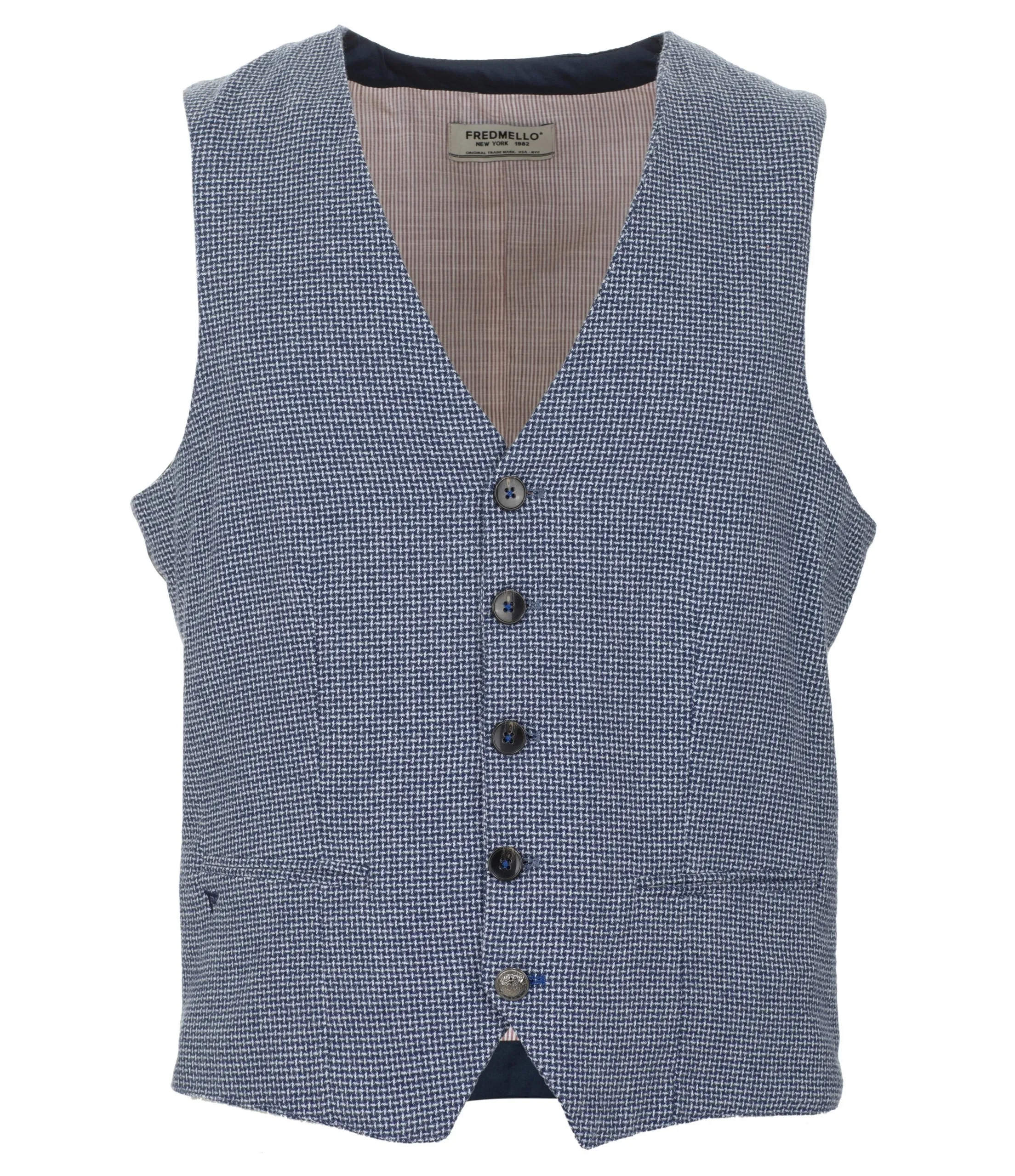 Fred Mello Blue Cotton Men Vest