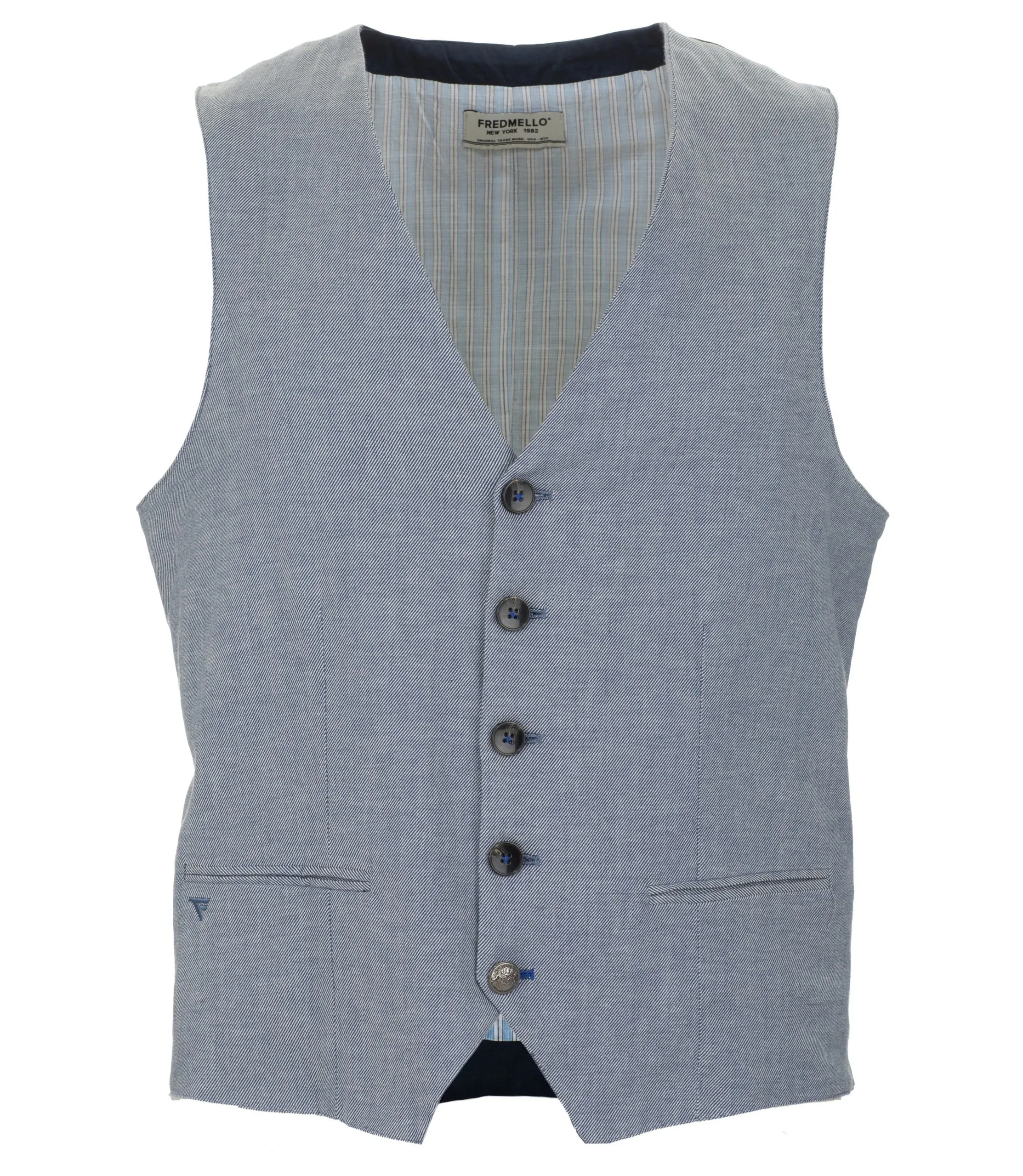 Fred Mello Men's Chic Cotton Denim Vest with Button Closure