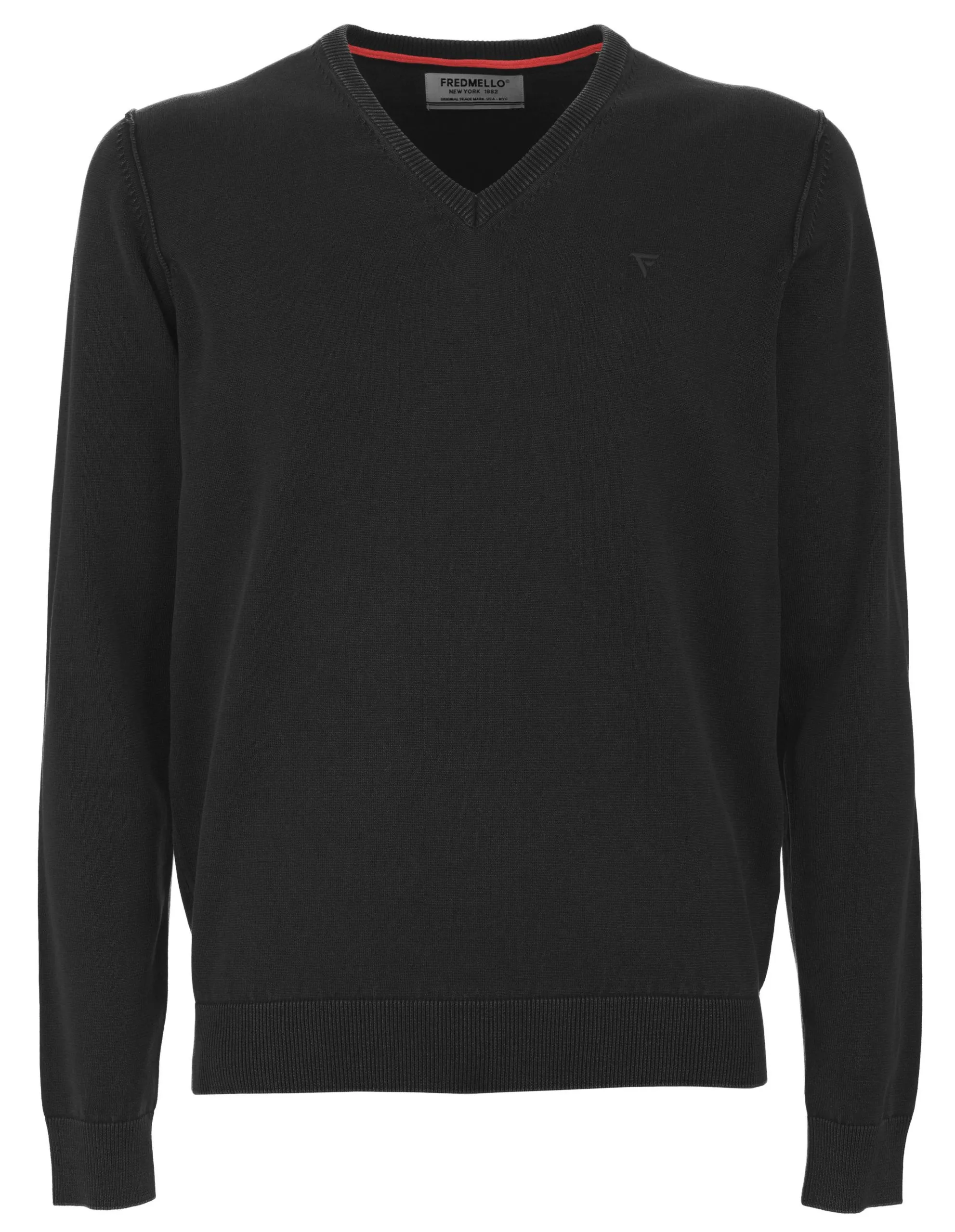 Fred Mello Black Cotton Men Sweater