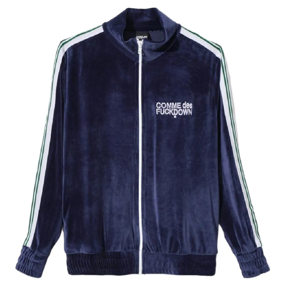Comme Des Fuckdown Men's Chic Velour Track Jacket with Embroidered Logo
