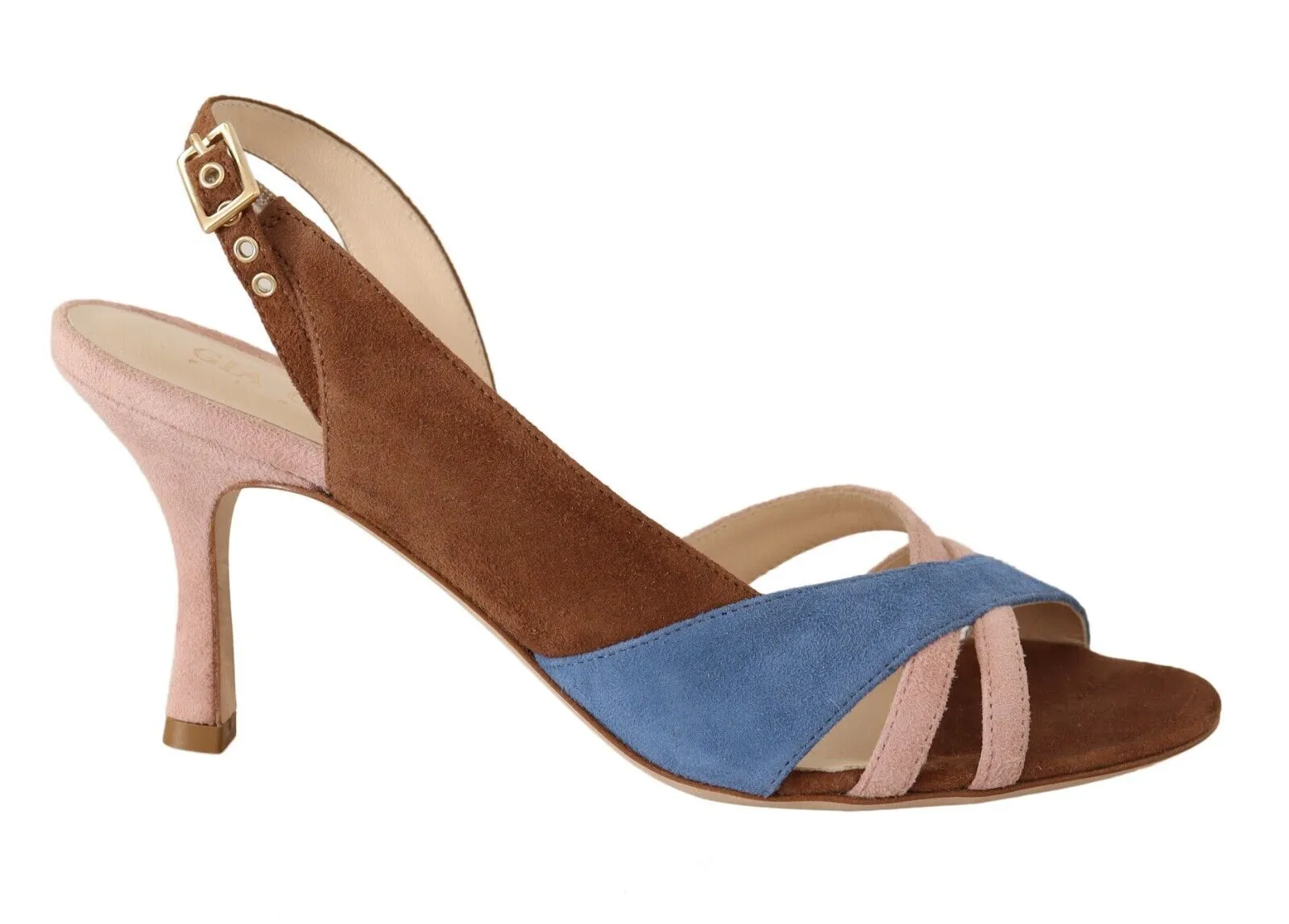 GIA COUTURE Women's Chic Multicolor Suede Slingback Heel Sandals