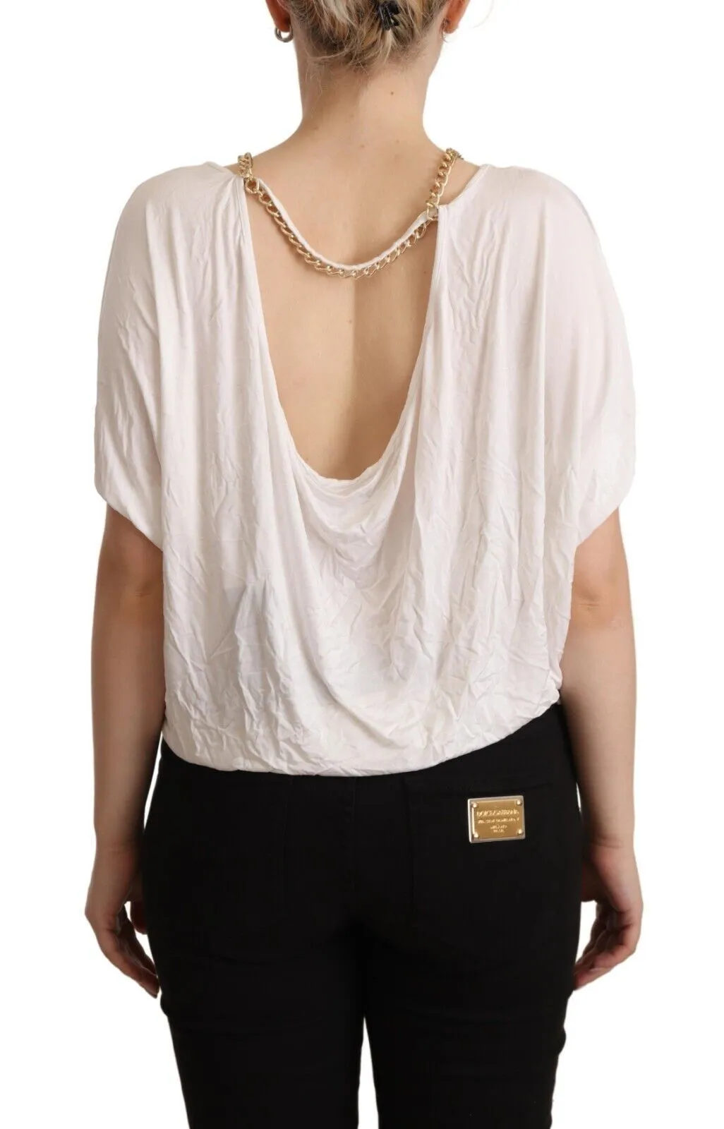 Guess By Marciano Women's Elegant White Gold Chain T-Shirt Top