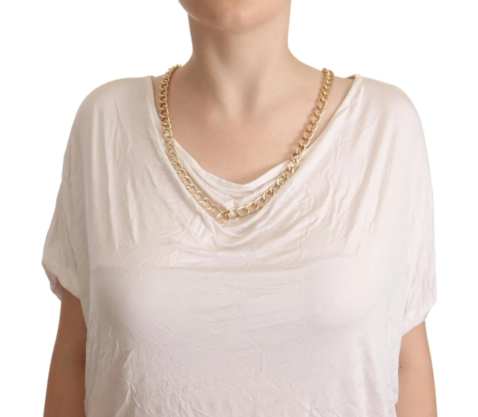 Guess By Marciano Women's Elegant White Gold Chain T-Shirt Top