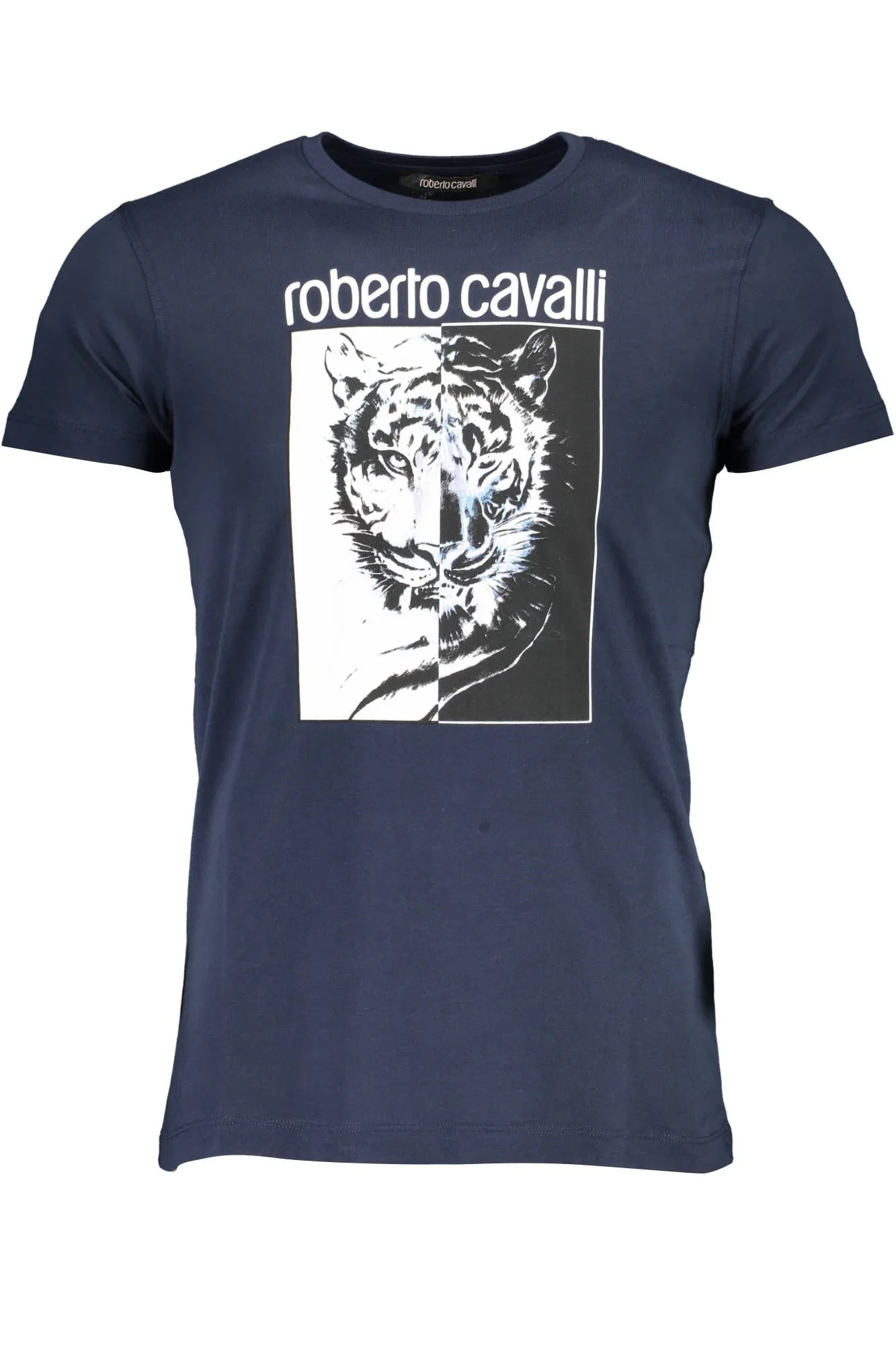 Roberto Cavalli Blue Cotton Men T-Shirt