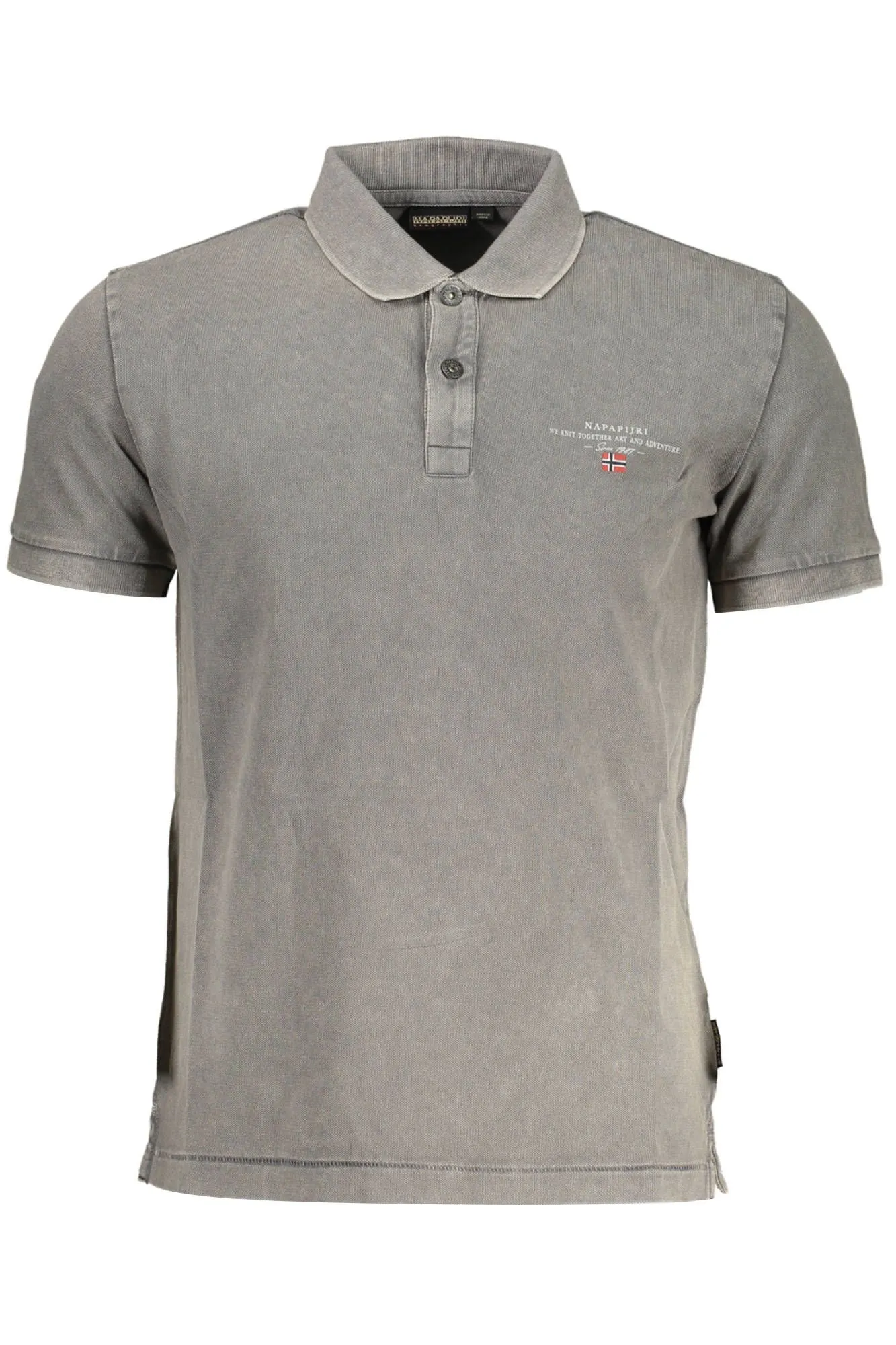 Napapijri Gray Cotton Men Polo Shirt