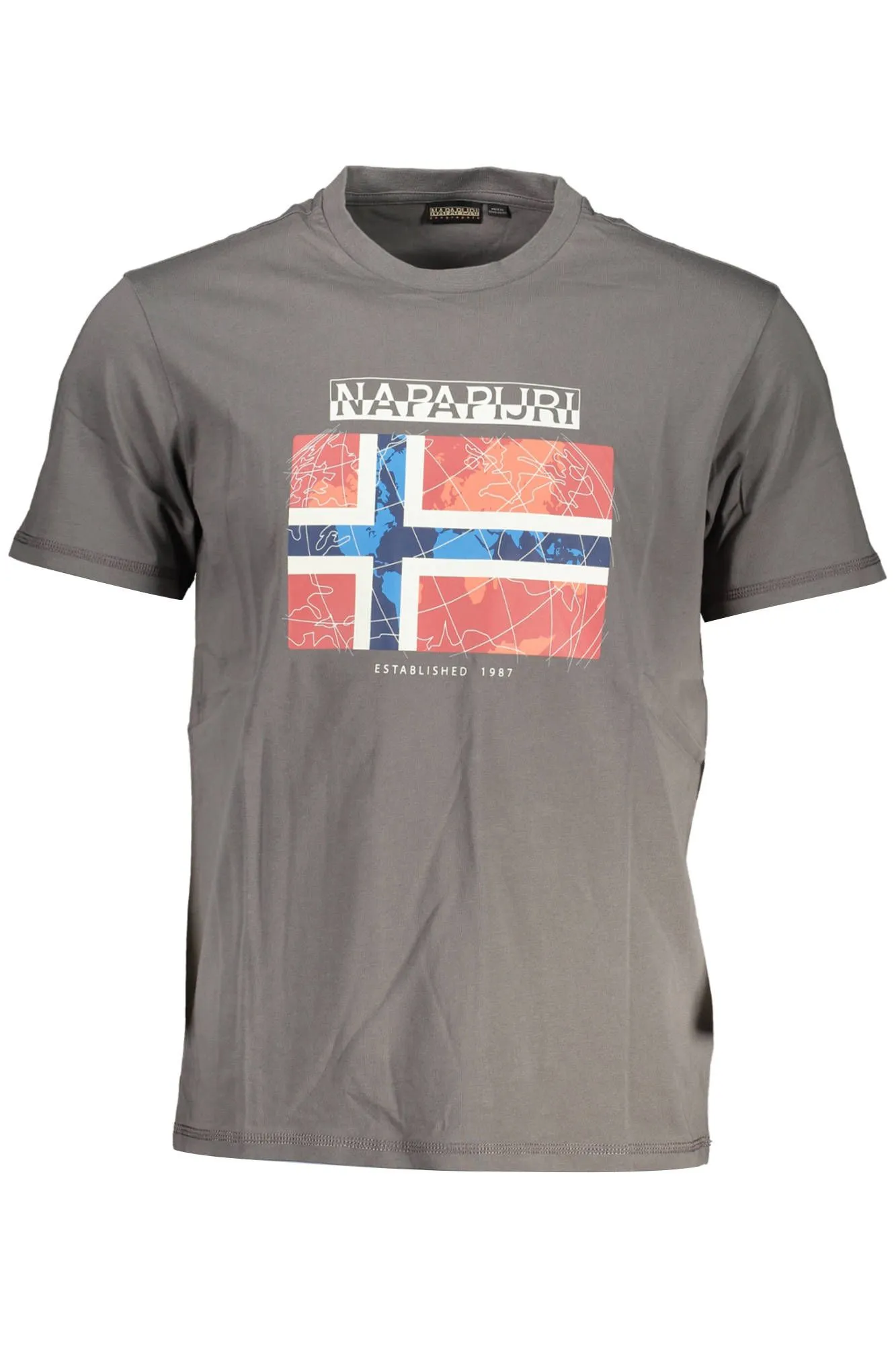 Napapijri Gray Cotton Men T-Shirt