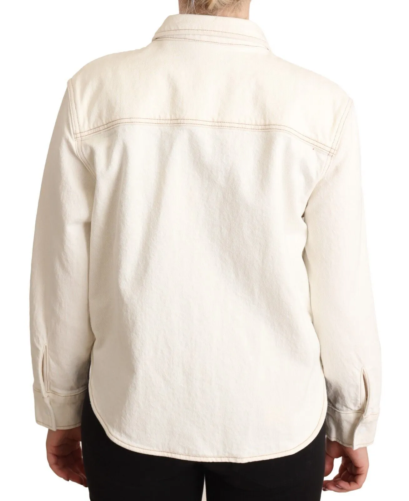 Levi's Women's Elegant White Long Sleeve Collared Polo Top