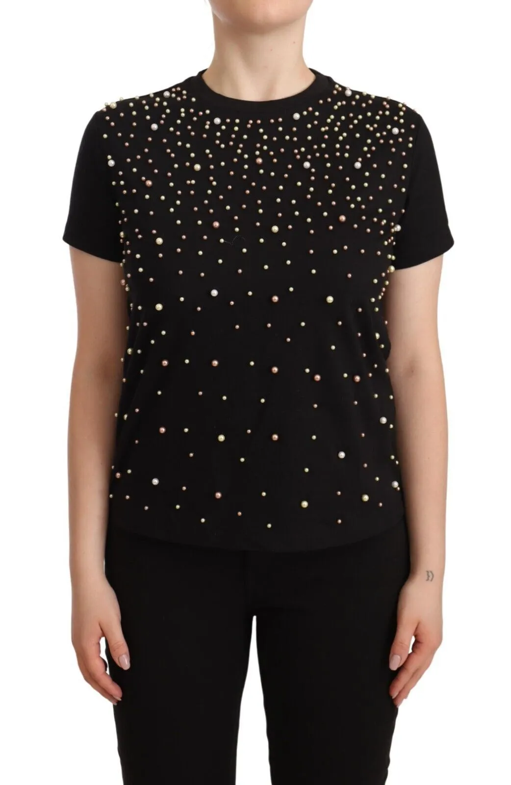 PINKO Women's Elegant Embellished Cotton Jersey Tee