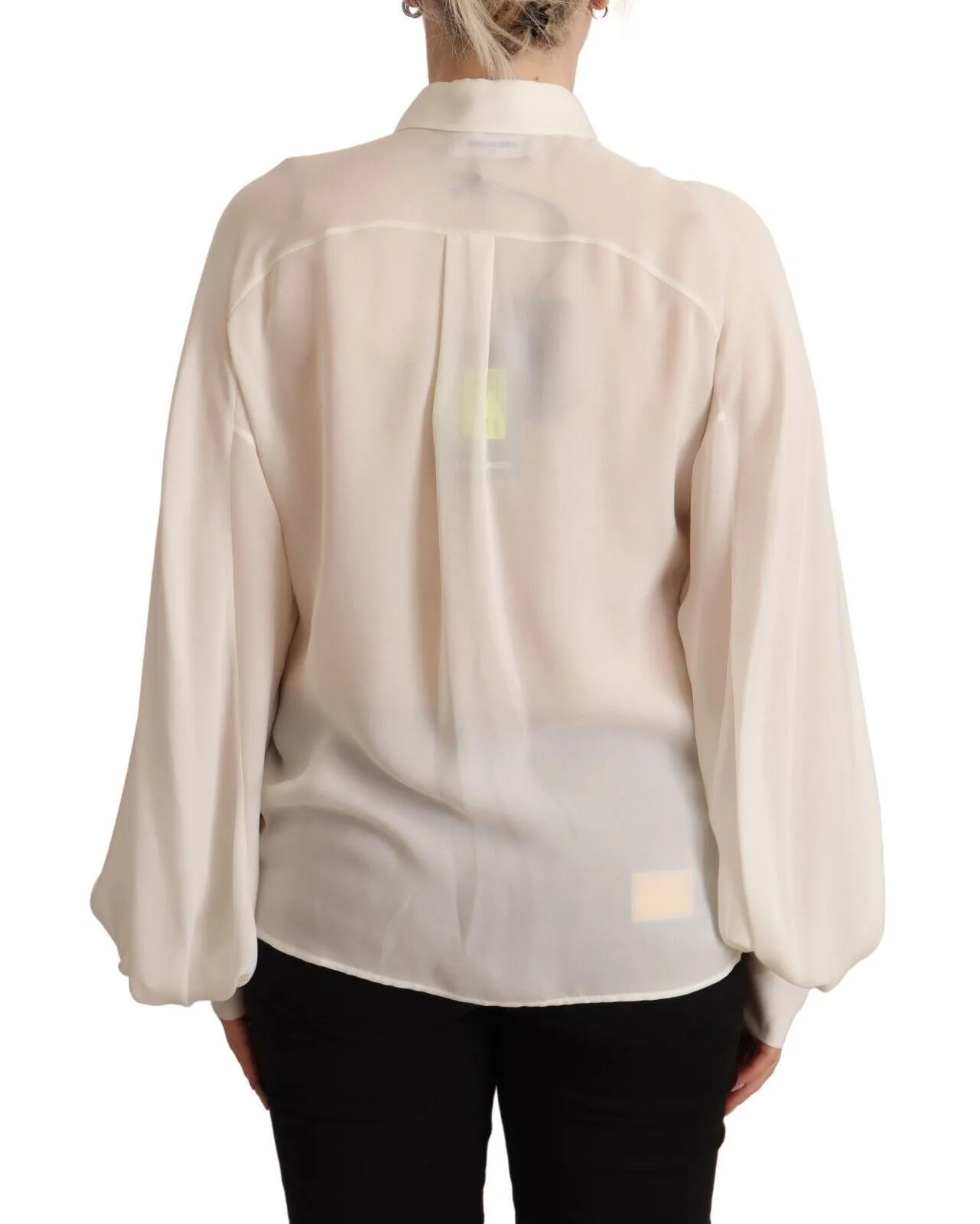 Dsquared² Women's Elegant Off White Silk Long Sleeve Blouse