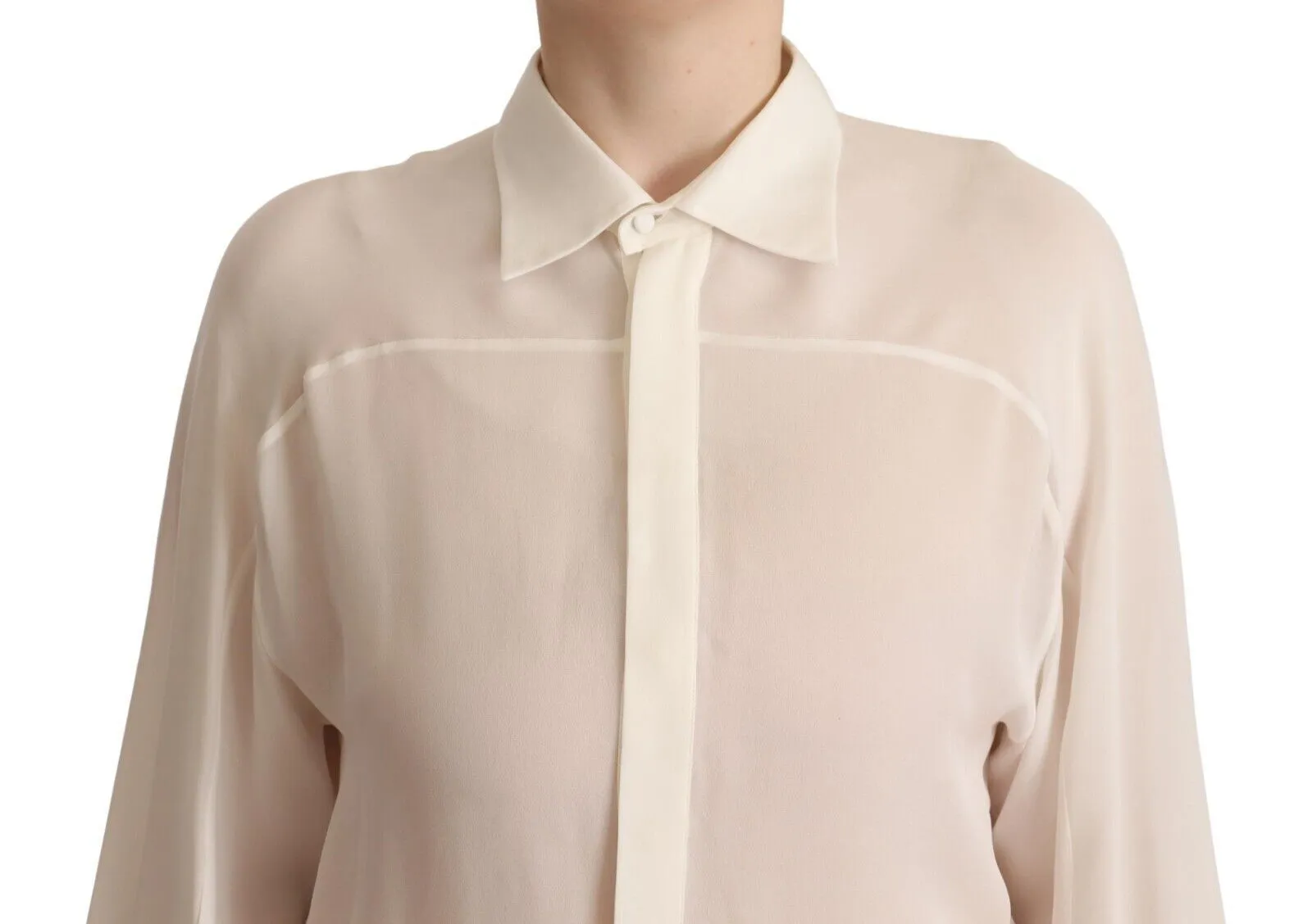 Dsquared² Women's Elegant Off White Silk Long Sleeve Blouse