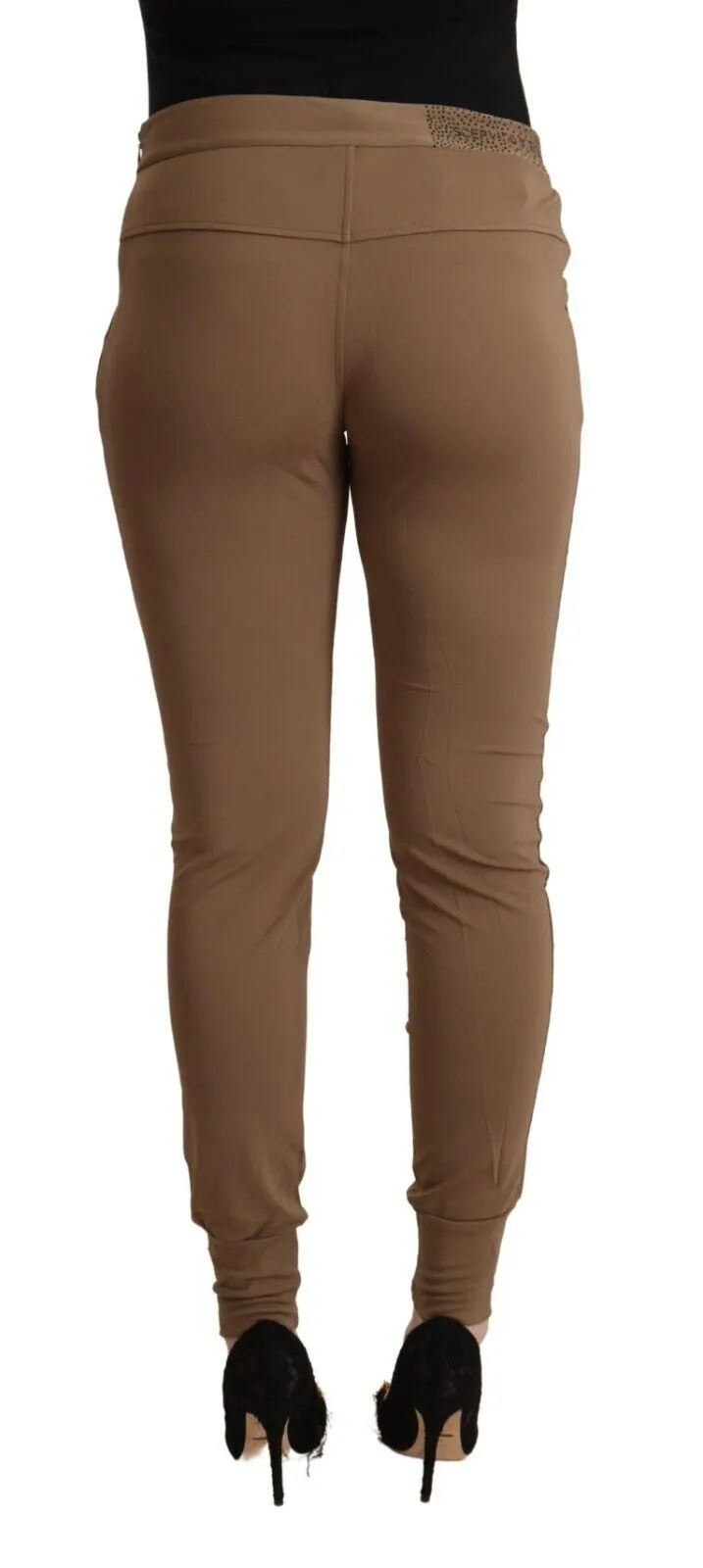 Scervino Street Women's Chic Brown Mid Waist Tapered Pants