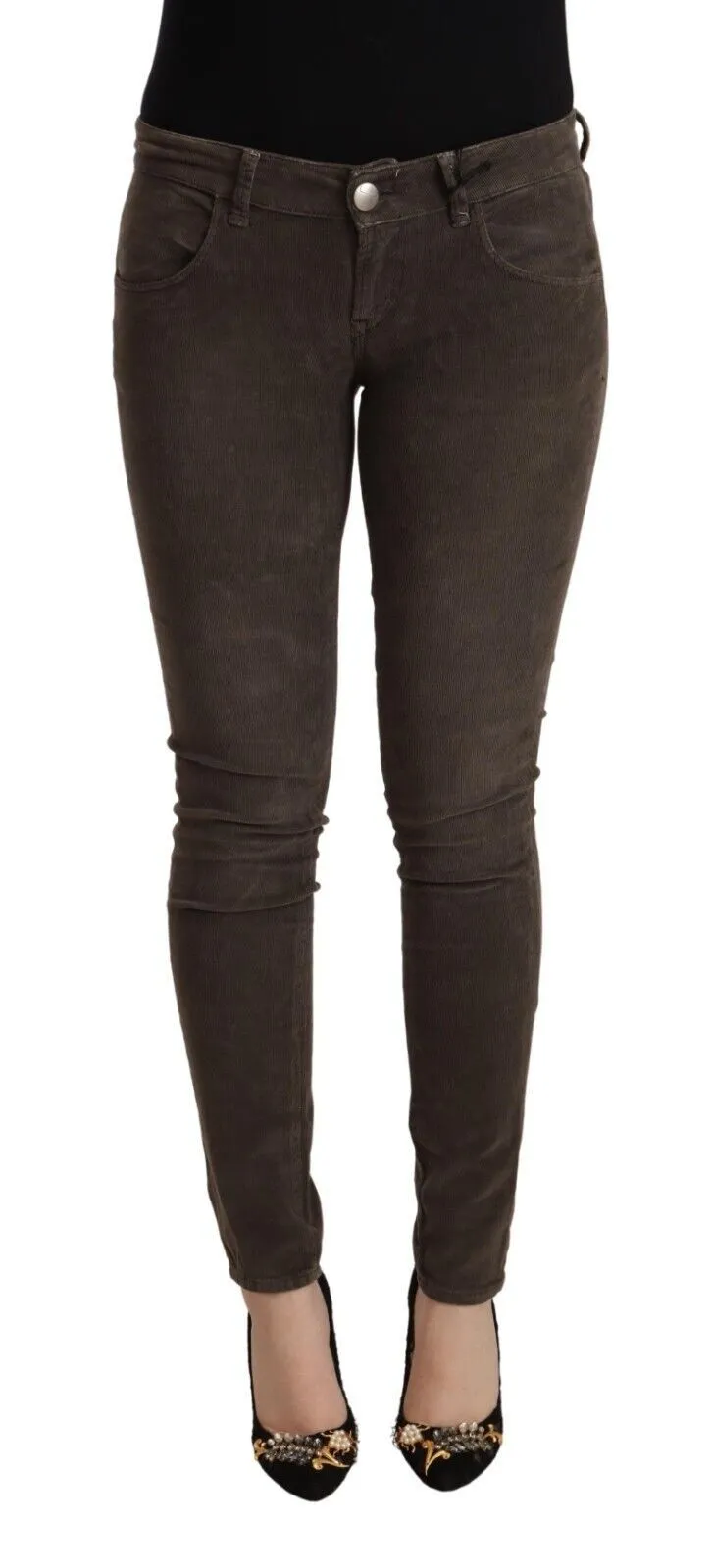 Acht Women's Chic Slim Fit Brown Skinny Jeans