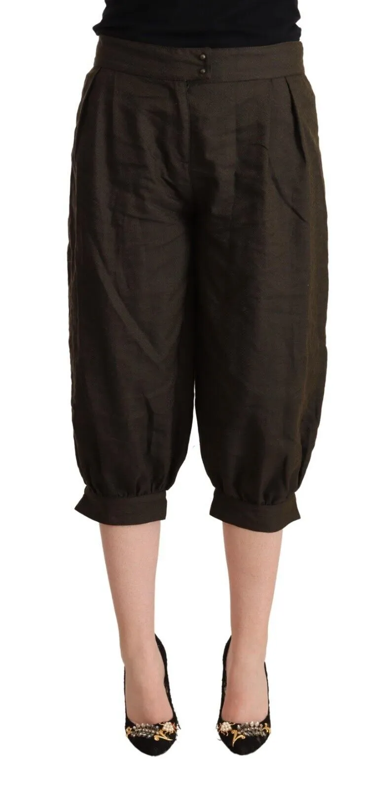 GF Ferre Women's Chic Cropped Harem Pants in Luxe Brown Blend