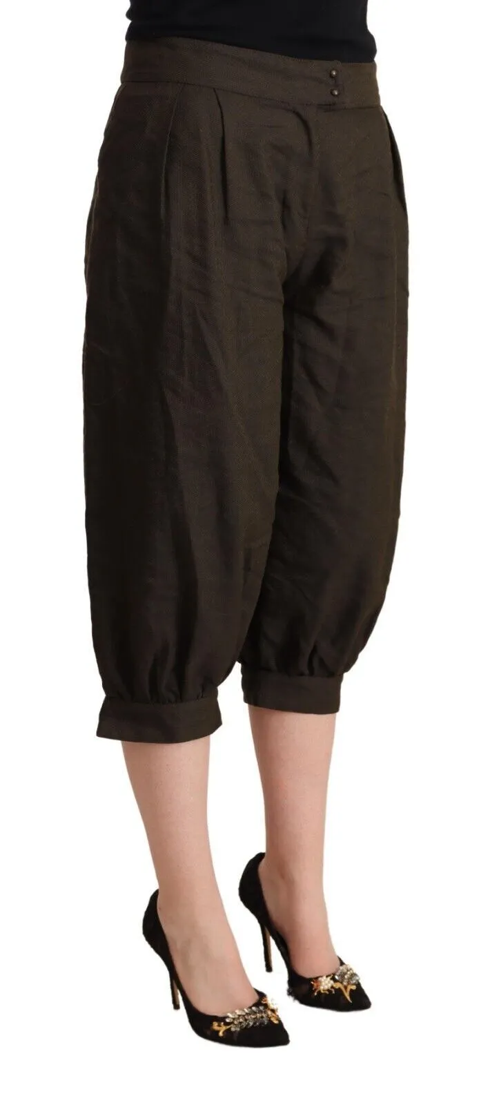 GF Ferre Women's Chic Cropped Harem Pants in Luxe Brown Blend