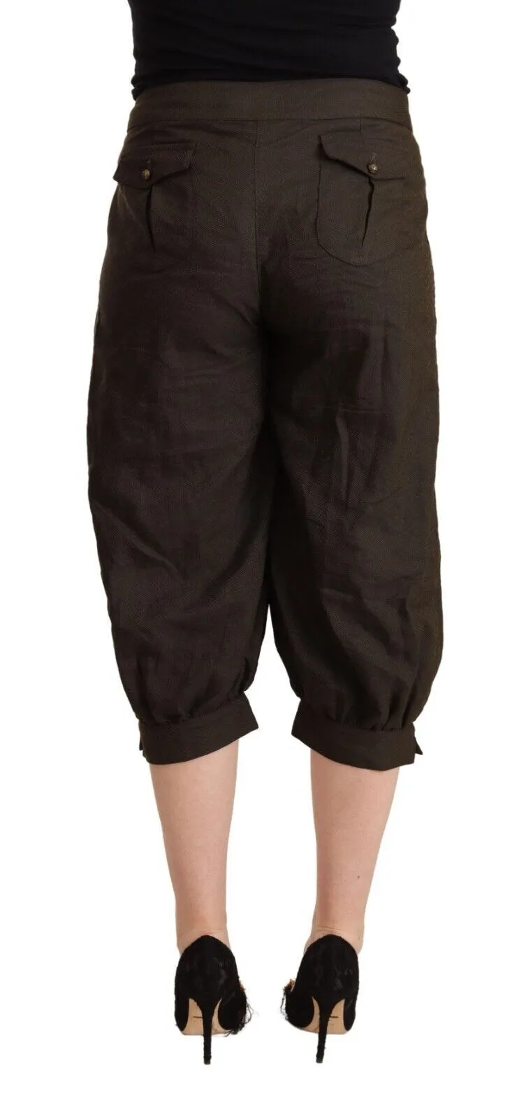 GF Ferre Women's Chic Cropped Harem Pants in Luxe Brown Blend