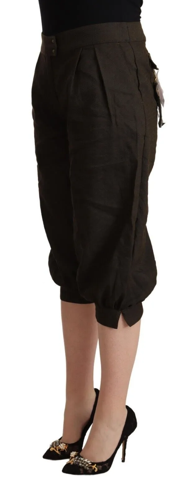 GF Ferre Women's Elegant Brown Cropped Harem Pants