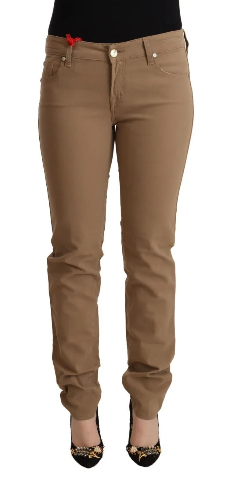 Jacob Cohen Women's Elegant Brown Mid Waist Skinny Pants