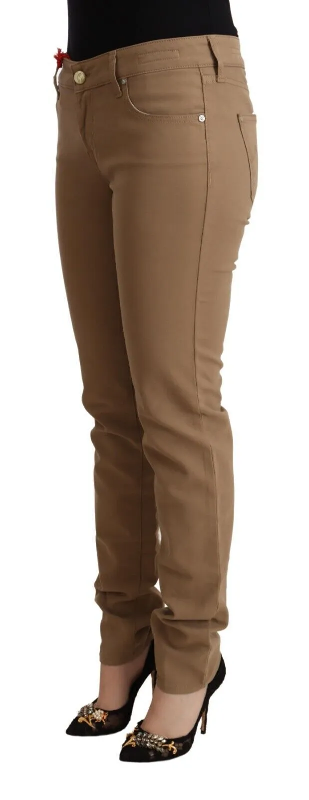 Jacob Cohen Women's Elegant Brown Mid Waist Skinny Pants
