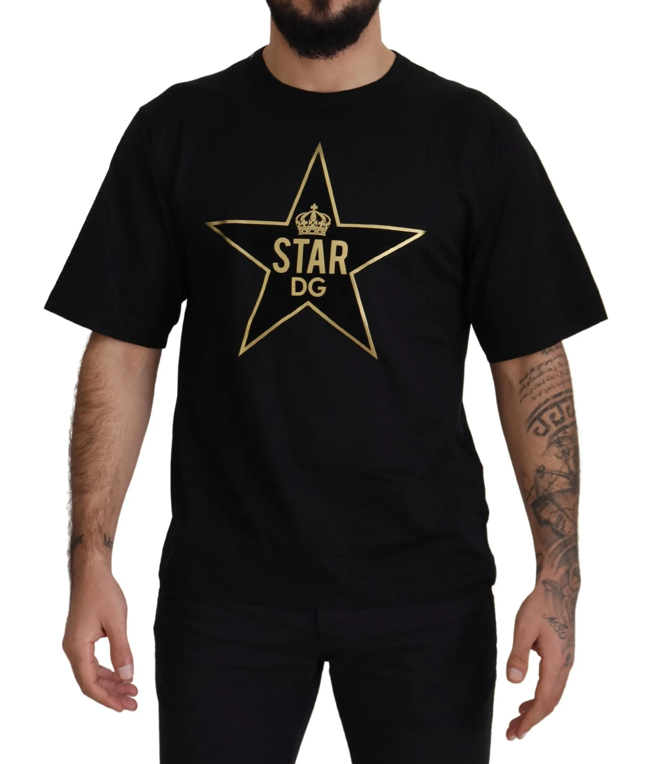 Dolce & Gabbana Men's Gold Star DG Emblem Crewneck Tee