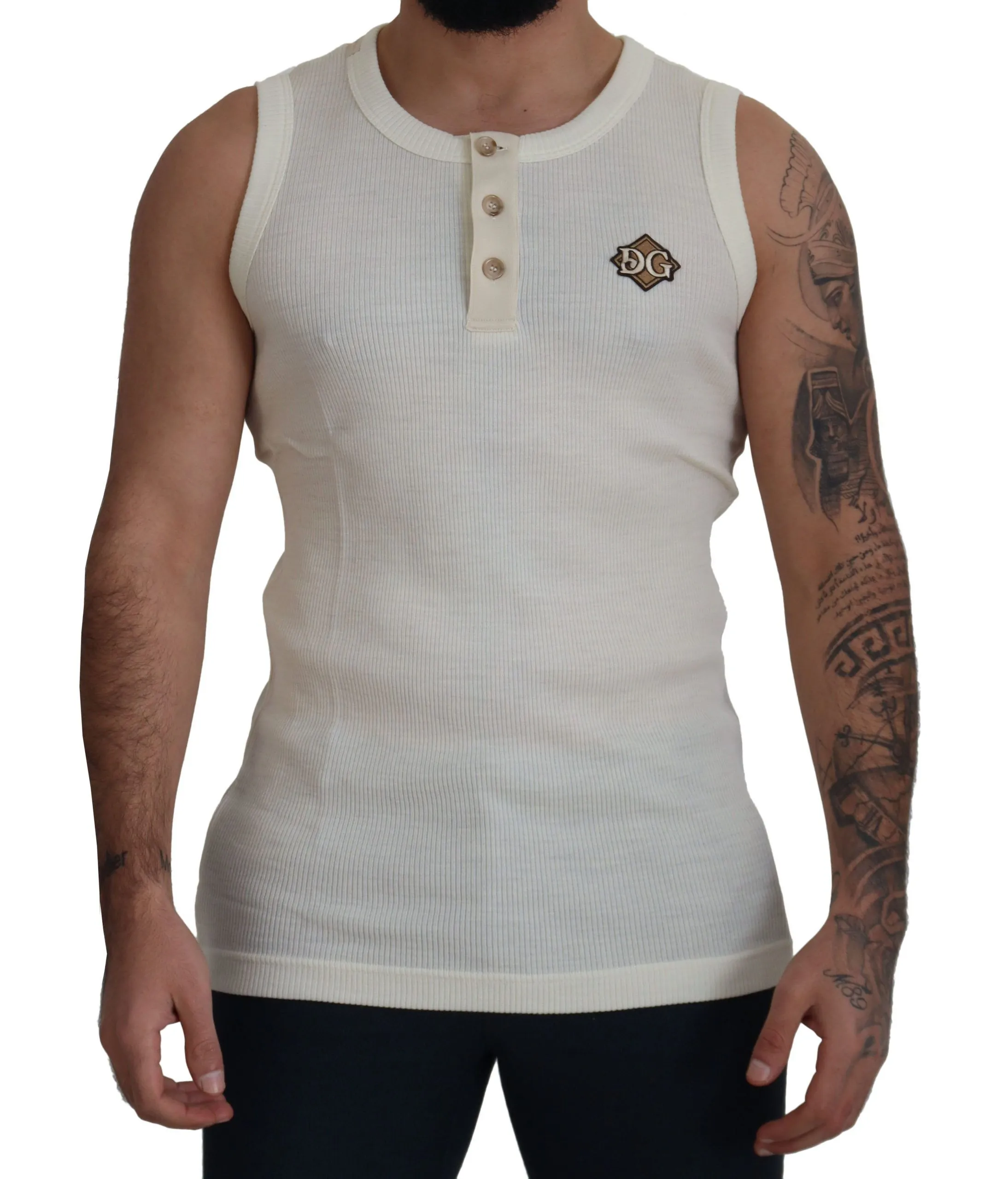 Dolce & Gabbana Men's Sleeveless Henley Wool Blend T-Shirt