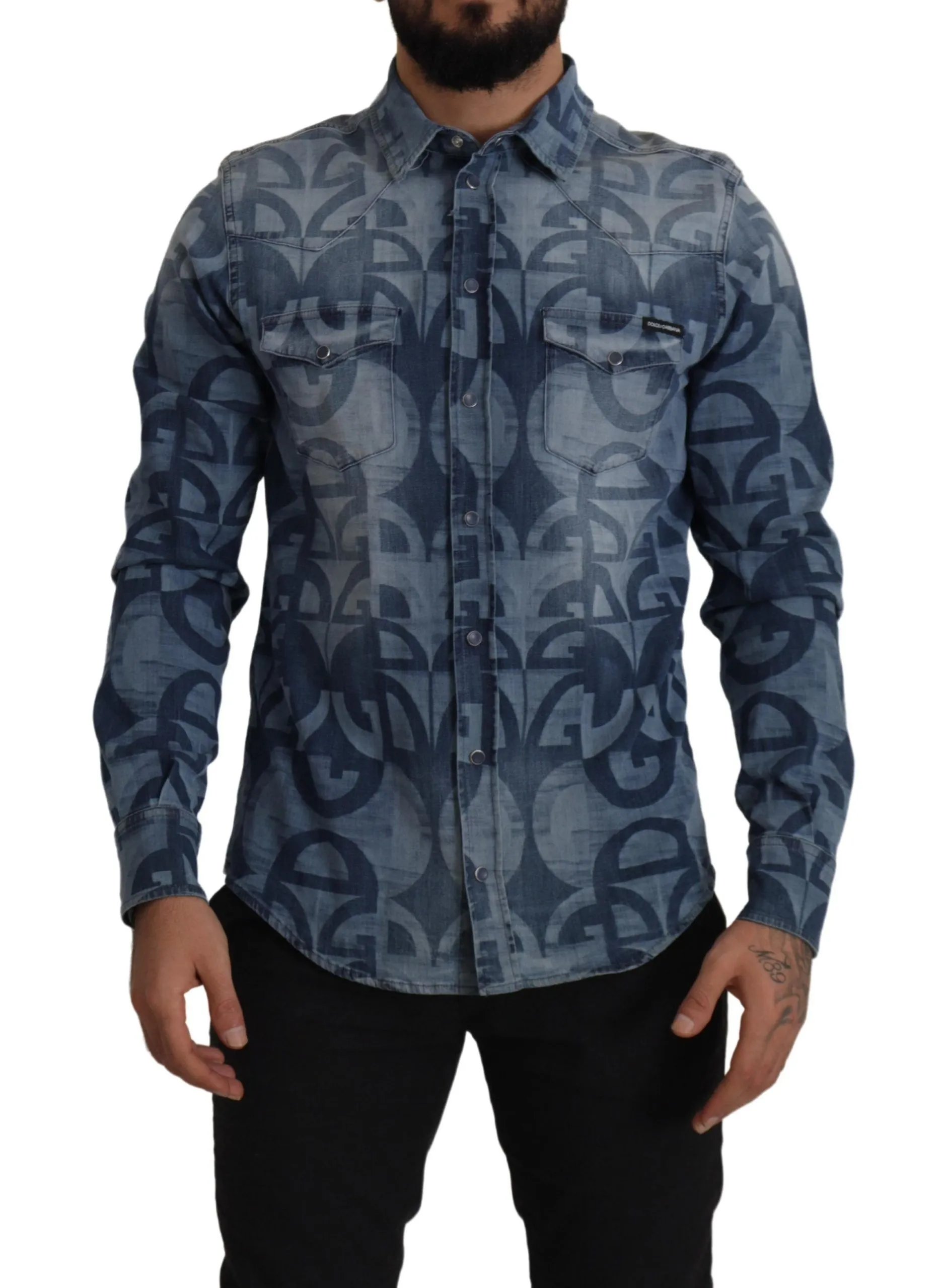 Dolce & Gabbana Men's Elegant Slim Fit Casual Blue Men's Shirt