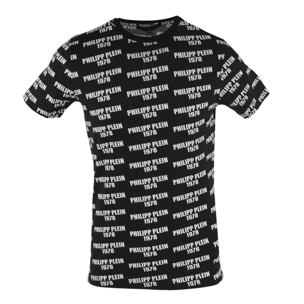 Philippe Model Men's Elegant Black Multilogo Tee