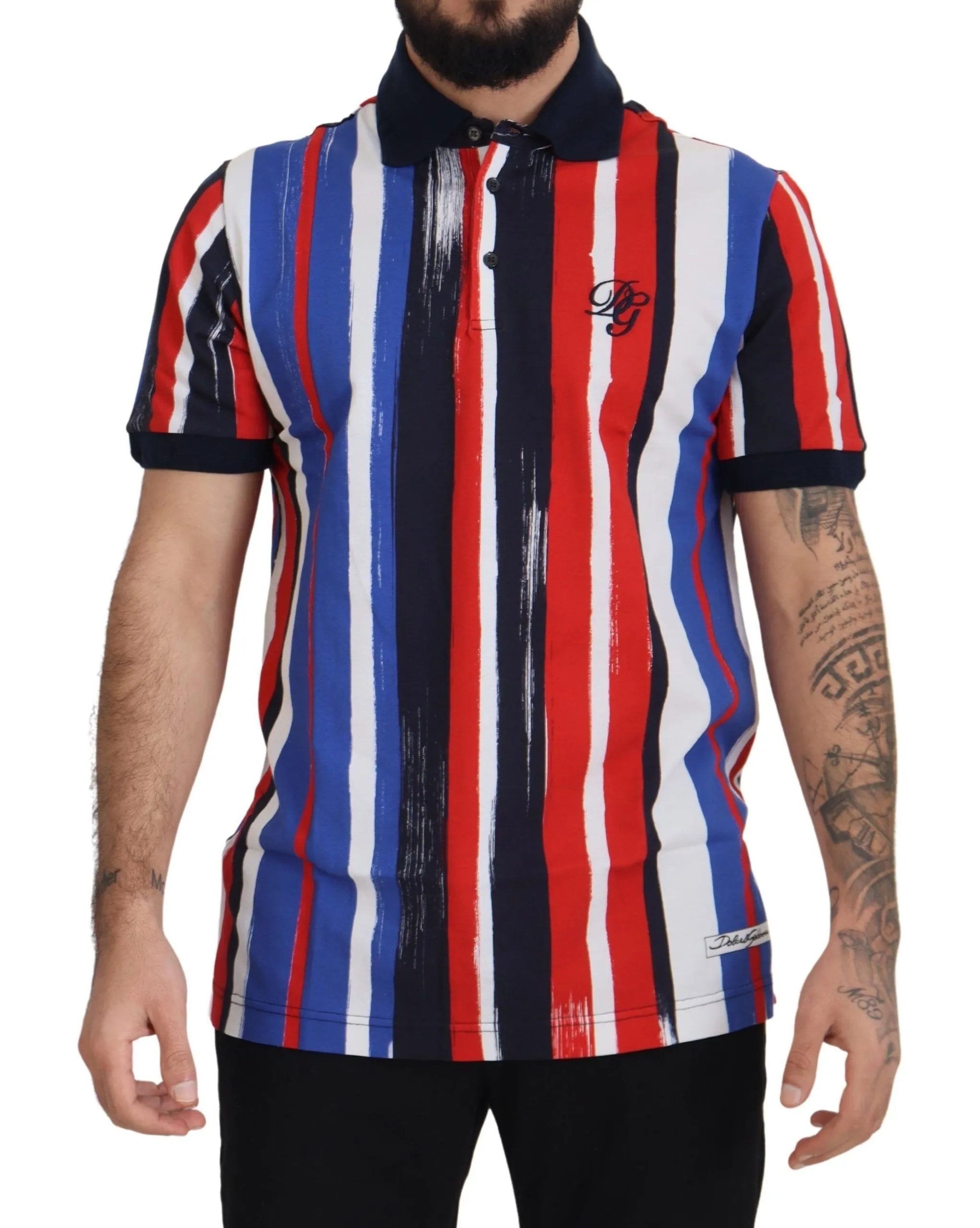 Dolce & Gabbana Men's Elegant Striped Cotton Polo T-shirt