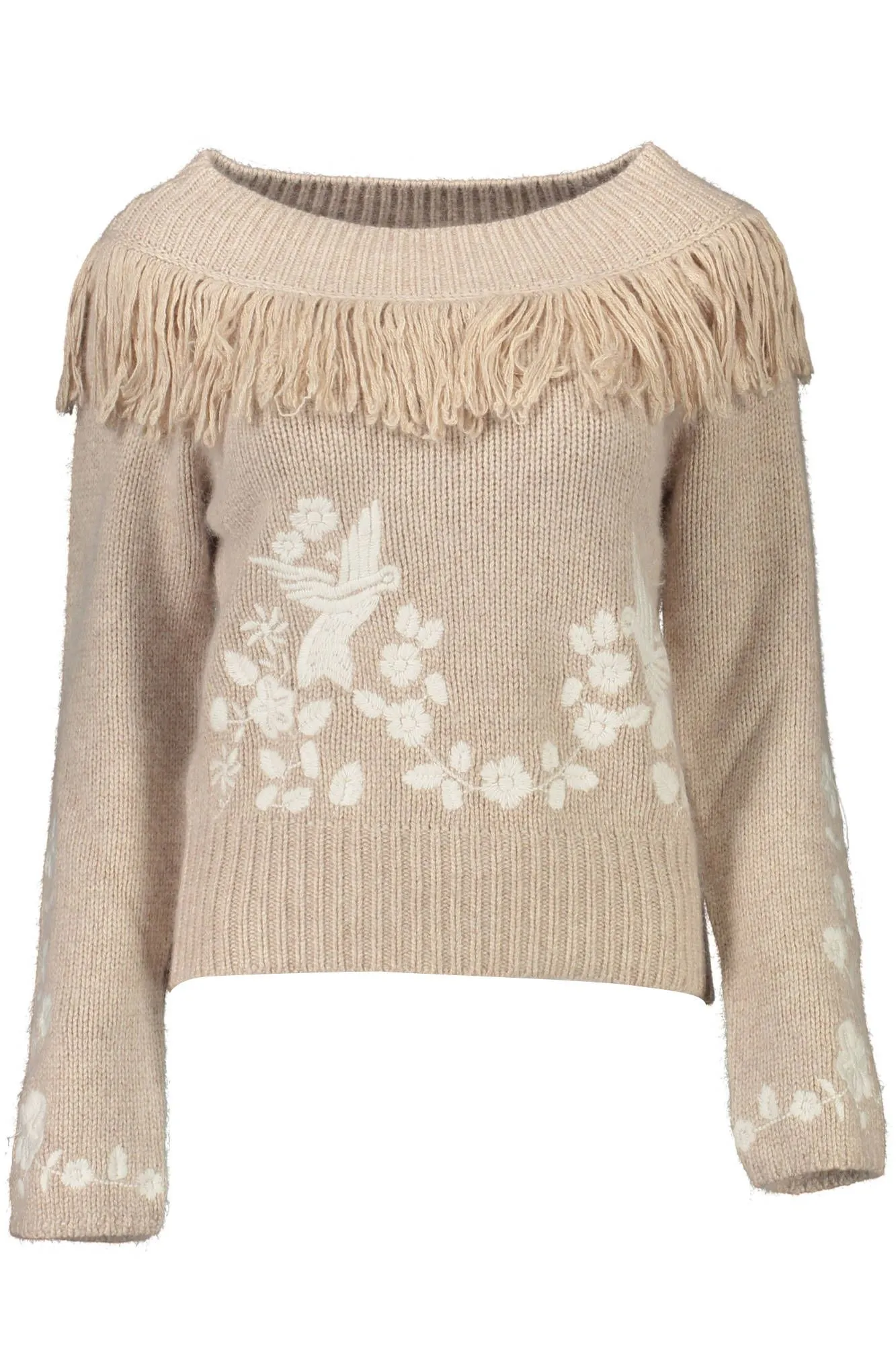 Beige Wool Women Sweater