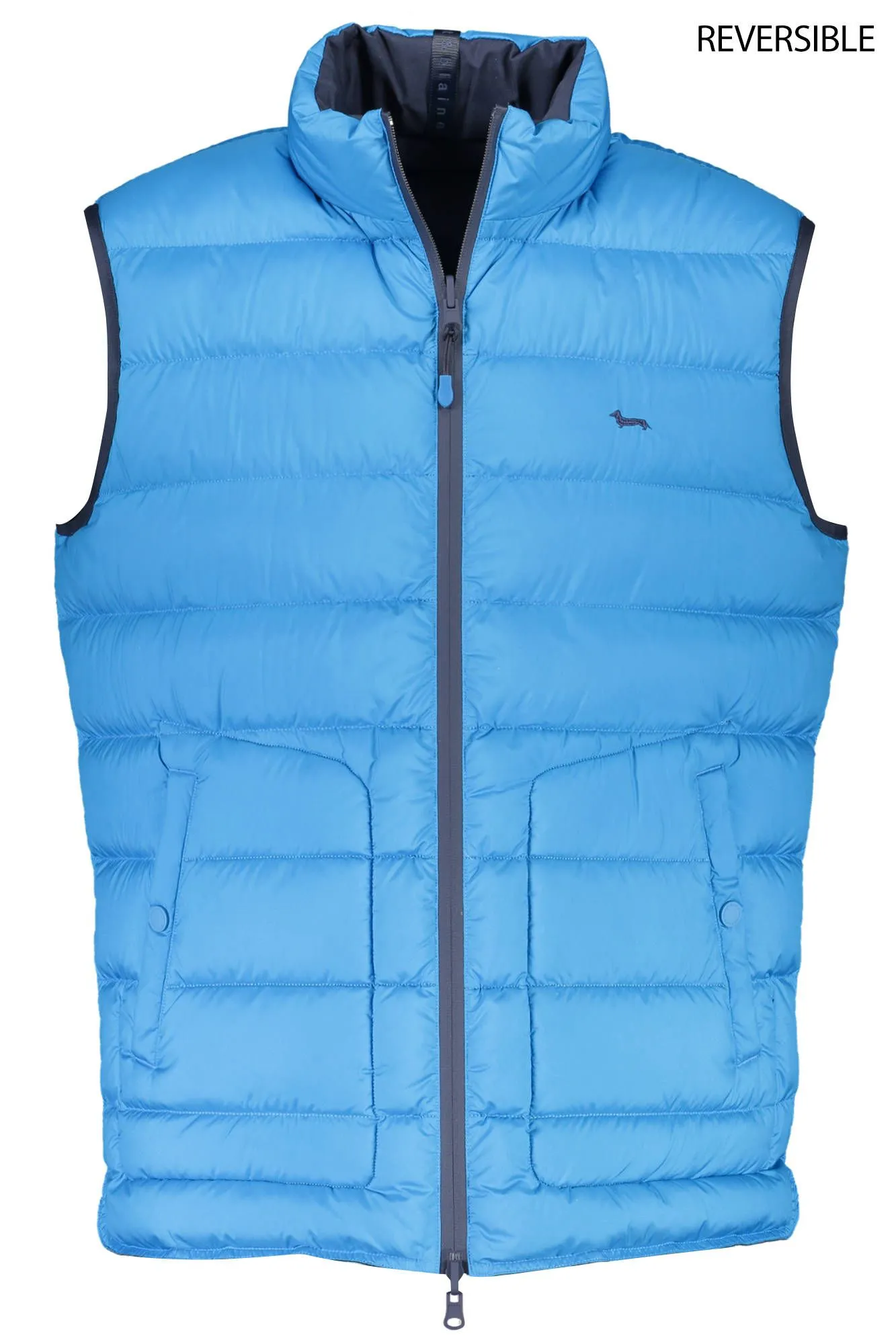 Harmont & Blaine Blue Polyester Men Sleeveless Jacket