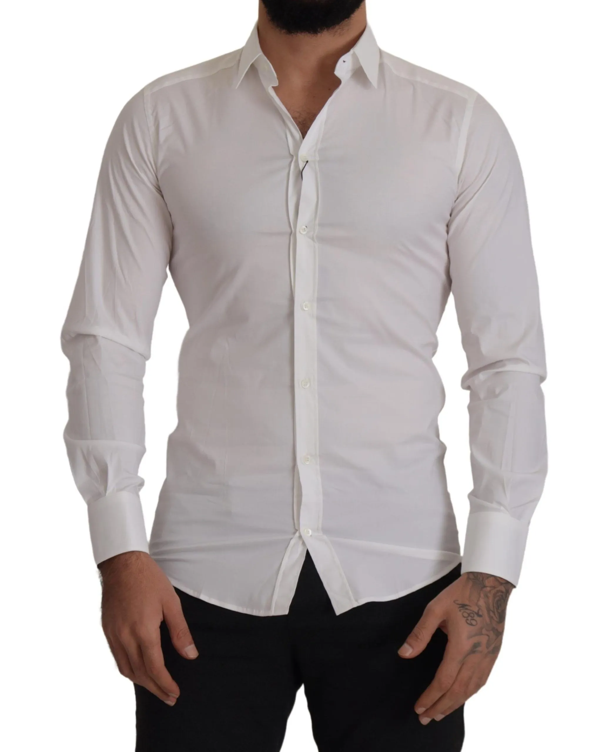 Dolce & Gabbana Men's Elegant Slim Fit Dress Shirt - White