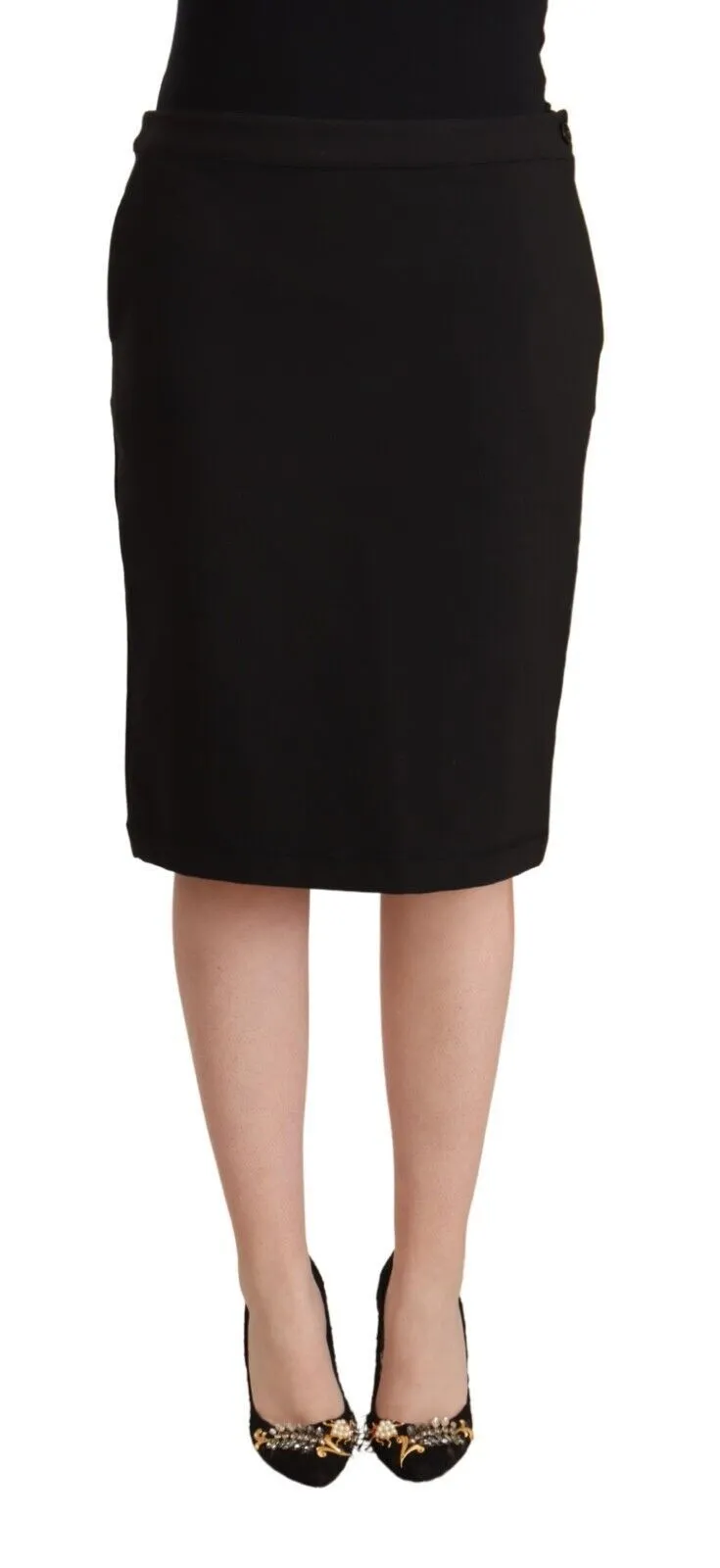 GF Ferre Women's Chic Black Pencil Skirt Knee Length