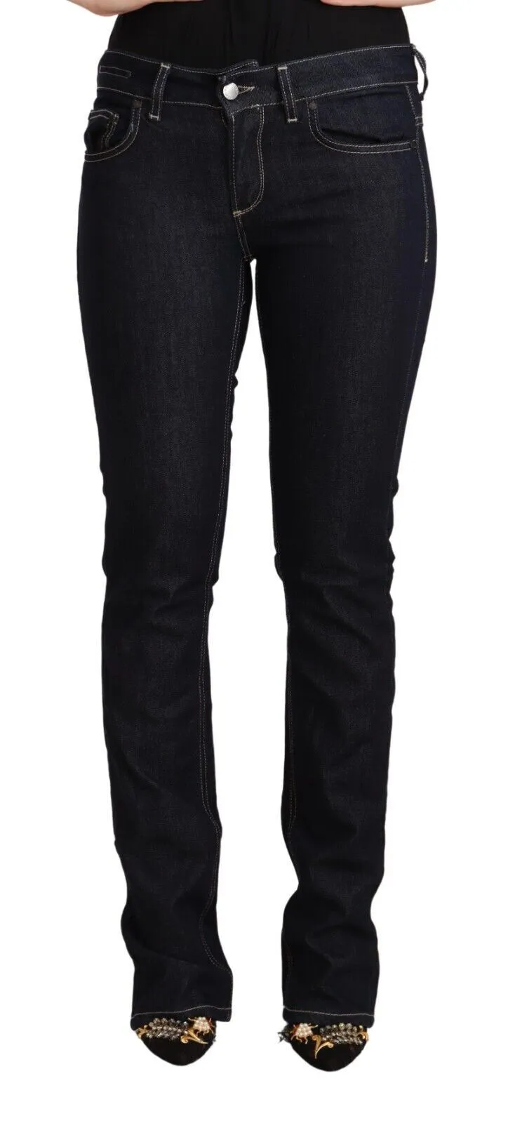 GF Ferre Women's Chic Low Waist Skinny Jeans in Timeless Black